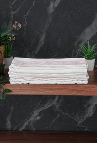 Resim % 100 Pamuklu Kadife Güpürlü İnci Işlemeli 6 lı Çeyizlik El Yüz Havlu Seti - 30x50 cm - 04466 - Pembe 