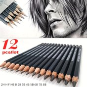 Resim 12 Adet Premium Siyah Eskiz Kalemleri - Ultra İnce Çizgili, Ahşap Gövde, Rahat Tutuş - 2H'den 8B'ye Boyutlar Sanatçılar & Yeni Başlayanlar İçin, Okul ve Sanat Malzemeleri için Uygun, Profesyonel Sanata Uygun 