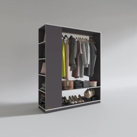 Resim Kenzlife giysi dolabı abdullah 180*150*45 gri gardırop 
