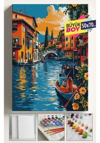 Resim Sayılarla Boyama Seti Numaralı Tuval Fırça Boya Dahil Kasnaklı Set 50x70 Cm - Venedik Köprü 