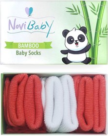 Resim Novibaby 3'lü Bambu Yenidoğan Bebek Çorabı I White Orange I 0-6 a "Karışık Renkli" 