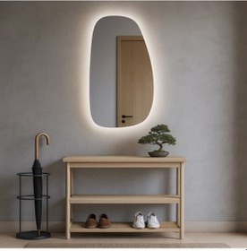 Resim 60x90 Cm Modern Organik Led Ayna Dokunmatik, Dim Edilebilir, 3000k Günışığı Banyo Aynası Sarı 