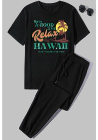 Resim Unisex Hawaii Baskılı 2'li Eşofman Takımı 