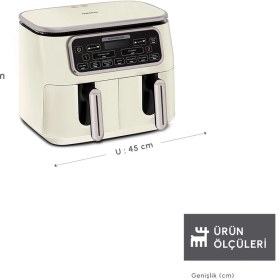 Resim Bej Renkli Büyük Kapasiteli Çok Fonksiyonlu Elektrikli Hava Pişirici 