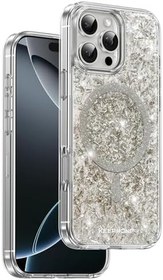 Resim iPhone 16 Pro Uyumlu Kılıf, Işıltılı Glitter, MagSafe, Titanyum Gri 