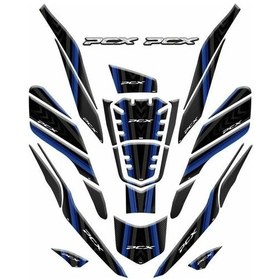 Resim Gogo Honda Pcx 2020-2024 Tank Pad Set 009 Siyah/mavi Şeritli 