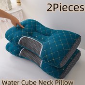 Resim 2 Adet Bohemian Su Küp Boyun Yastığı - Ergonomik Makinede Yıkanabilir Kare Yastık, Nefes Alabilen Kenarlıklı, %100 Polyester Dolgu, Ev, Ofis ve Spa Kullanımı İçin Çok Renk Seçeneği, Şık ve Dayanıklı Yapım, Sık Seyahat Edenler İçin Çok Amaçlı Yastık 