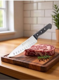 Resim Sürbisa Sürmene 61070 Profesyonel Oluklu Şef Bıçağı 30 Cm Paslanmaz Çelik Pimli Saplı Aşçı Bıçağı 