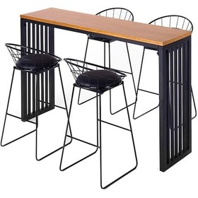 Resim Ilgitrafik Bar Masası Yüksek Mutfak Masası, Retro Tasarım Ahşaplı Masa 