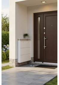 Resim Lıccıa Metal Ayakkabılık 3 Lü Yatay Kilitli Model Beyaz 