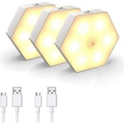Resim Hareket Sensörlü Gece Lambası 3'lü Paket , Otomatik Açma/kapama Led Gece Lambası, Yatak Odası/dolap Lambası, Usb Şarj Edilebilir Gece Lambaları. 