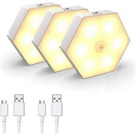 Resim Hareket Sensörlü Gece Lambası 3'lü Paket , Otomatik Açma/kapama Led Gece Lambası, Yatak Odası/dolap Lambası, Usb Şarj Edilebilir Gece Lambaları. 