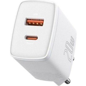 Resim Baseus Compact 20W USB + Type-C Çıkışlı Qc3.0 Hızlı Şarj Başlığı Şarj Aleti Beyaz 