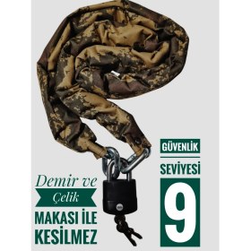 Resim Strong Grade 13 mm 1 Metre 80 cm Kesilmez Motorsiklet Zincir Kilit Motor Kilidi Motorsiklet Kilidi 