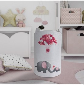Resim Mekta Home Bebek Ve Çocuk Odası Fil Ve Kalp Desenli Oyuncak Sepeti Renkli Çok Renkli 