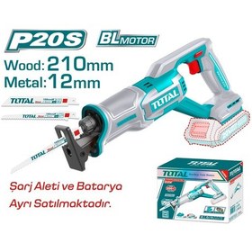 Resim Total Set-2 Li-Ion Akülü Kömürsüz Tilki Kuyruğu TRSLI2108 + Li-Ion Batarya 20V 4.0AH TFBLI2002 + Hızlı Şarj Aleti 20V 4.0AH TFCLI20411E 