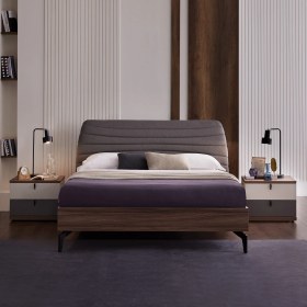 Resim Enza Home Cordell Başlıklı Karyola Set - Gri 