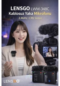 Resim Lensgo Lwm-348c Kablosuz Yaka Mikrofonu 2.4ghz Çiftli Sistem 