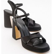 Resim Henry Siyah Saten Kadın Platform Topuklu Ayakkabı Siyah 