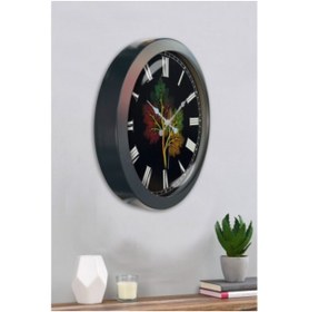 Resim Bahat Salon Ofis Duvar Saati Gri Metal Çerçeve 36 Cm 