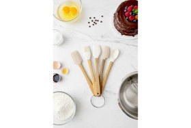 Resim Feyza Design Bambu Saplı 5 Parça Silikon Spatula Seti, Kek, Kurabiye ve Yağ Fırçası Seti 