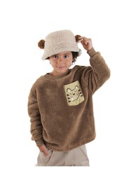 Resim Denokids Kaplan Oversize Erkek Çocuk Peluş Sweatshirt - Kahverengi 