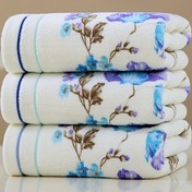 Resim 3 Adet %100 Çiçek Desenli Yumuşak Emici Tüysüz Havlu, Açık Bej Renk - Tüm Açık Bej Tonlarına Uygun, 72.9x33.78 cm, Erkek ve Kadınlar İçin Tatil Hediyesi, Aile Banyo Gereçleri 