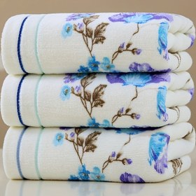 Resim 3 Adet %100 Çiçek Desenli Yumuşak Emici Tüysüz Havlu, Açık Bej Renk - Tüm Açık Bej Tonlarına Uygun, 72.9x33.78 cm, Erkek ve Kadınlar İçin Tatil Hediyesi, Aile Banyo Gereçleri 