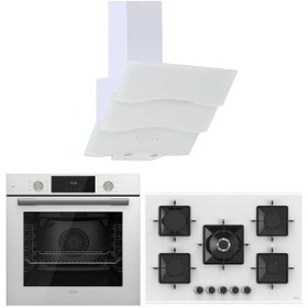 Resim Ferre Flowart SS Serisi beyaz ankastre set (d024+ss036+qms63cb) 