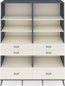 Resim Hyperion Gardrop 8 Raflı 6 Çekmeceli 176x44x221 Antrasit-aytaşı Aytaşı 