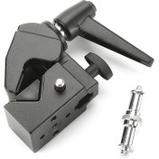 Resim Ultra Dayanıklı Alüminyum Alaşımlı Kelepçe Cihazı, Fotoğraf Stüdyoları ve Video Kamera Aydınlatması İçin Dahili Soket - 15Kg'a Kadar Kamera Tutabilir, 1/4", 3/8" ve 5/8" Konu Arayüzleri ile Uyumlu, Siyah, Sağlam Aracı Tasarımı | Ağır Hizmet Yapımı, Kamera Tutucu 