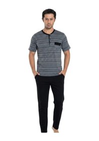 Resim Seamlife Erkek %100 Pamuk Yazlık Kısa Kollu Pijama Takımı 9669 Gri 