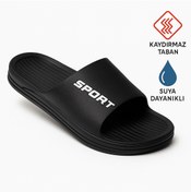 Resim meko aksesuar Erkek Kaydırmaz Taban Suya Dayanıklı Plastik Sport Baskılı Ev ve Banyo Terliği 