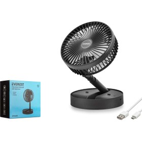 Resim Everest Efn-605 Vantilatör Usb Şarjlı 800Mah 18Cm Siyah 