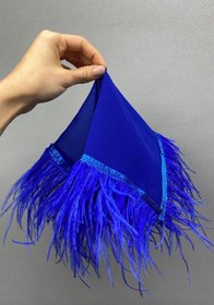 Resim Hobigram Saks Mavi Tüylü Gelin Halay Mendili – Özel Tasarım, Aksesuar, Kaliteli Üretim, Göz Alıcı Stil – Kın 