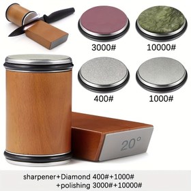 Resim Manyetik Elmas Bıçak Kesici Seti - Profesyonel Rulo Mutfak Aracı, Çift Taraflı 400/1000 Grit, Parlatılmış ve Kesilmiş Taşlar, EVA Köpük Taban, Güç Gerektirmez - Ev Yemekleri İçin İdeal 
