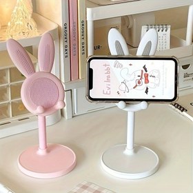 Resim Ayarlanabilir Yükseklik Sevimli Tavşan Telefon Standı, Evrensel PVC Masaüstü Tutucu, Kararlı Tutuş, Taşınabilir Tasarım, Telefon Aksesuarı İçin İdeal Hediye 