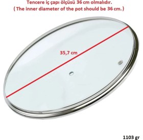 Resim İcanpares Tencere Sahan Tava Cam Kapağı Buhar Delikli Kapak 36 cm ve Siyah Tutma Tepesi 