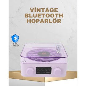 Resim Moresun Buğz Retro Pikap Tasarımlı Bluetooth Hoparlör – Projektörlü Şarjlı Lamba 