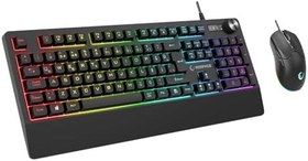 Resim Rampage KM-9858 JAZZY V2 RGB Aydınlatmalı Gaming Oyuncu Klavye Mouse Set, Siyah, USB, 12800 DPI 