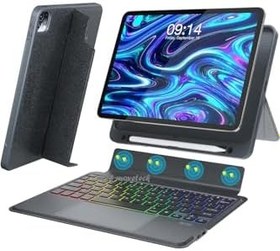 Resim m.tk moveteck iPad Air 11 inç 2024 6. Nesil ile Uyumlu Mag Touchpad Manyetik Standlı Klavyeli Tablet Kılıfı, Siyah 