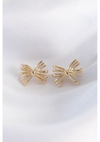 Resim Pirinç Renk Fiyonk Küpe Açık Gold 