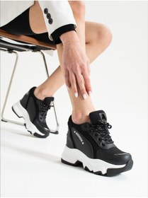 Resim ALEMDAR AYAKKABI Siyah Gizli Topuk Sneakers 