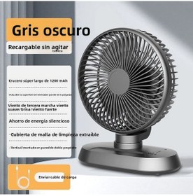 Resim Salınımlı Kafa Masaüstü Elektrikli Vantilatör 1200mah Gri 