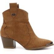 Resim Gönderi R Taba Süet Sivri Burun Kalın Topuklu Kovboy Bot Taba Süet 