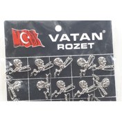 Resim Atatürk ve Imzası Yaka Rozeti Gümüş Renk 20 Adetli Paket 