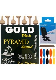 Resim Gold Pyramid 0,18 Kısa Sap Pro Bağlama Teli 5'Li Ekonomik Set 