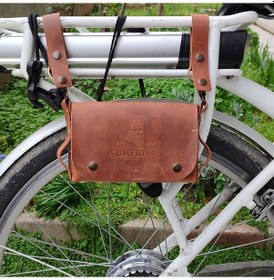 Resim Sumerian Leather Craft Deri Bisiklet Çantası Tarçın 