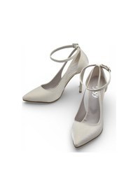 Resim Ispartalılar 802 Bilekten Bağlamalı Kadın Topuklu Ayakkabı 9,5 Cm Kadeh Topuk Abiye Düğün Nişan Ayakkabısı Bej 