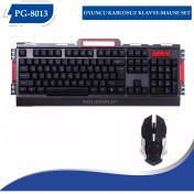 Resim Polygold PG-8013 Kablosuz Oyuncu Işıklı Klavye + Mouse Set 